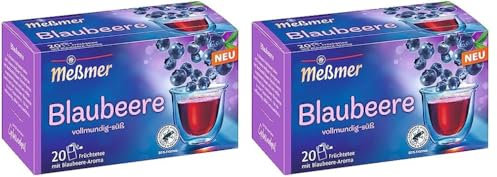 Meßmer Blaubeere | 20 Teebeutel | Glutenfrei | Laktosefrei | Vegan (Packung mit 2)