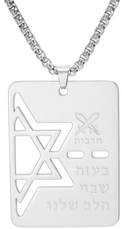 VASSAGO Collana con Stella di David Collana con Benedizione Ebraica Collana con Stella Ebraica In Acciaio Inox Ciondolo Religioso Israele Gioielli