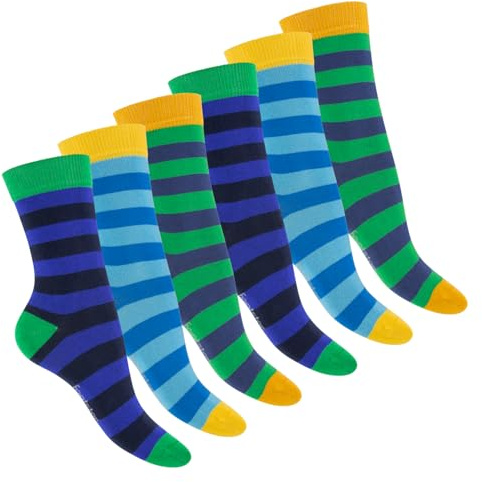 Footstar Lot de 6 paires de chaussettes rayées pour femme, Rio, 39/42 EU