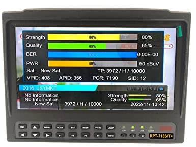 Medidor de Campo TDT, KPT-718ST DVB-S2 DVB-T2 DVB-C Buscador de satélite Medidor HD Satélite Receptor de TV Análisis de espectro Mejor Ws-6916 6906 6933 ,para configurar antena parabólica(KPT-718ST Wi