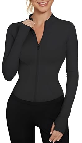 Tee Shirt Sport Veste Femme Cintrés Zipper Manches Longue Col Mao Uni T Shirt D'été Lumière Respirant Fitness Running Yoga Tee Shirt