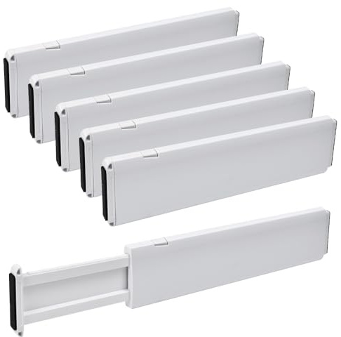 WEFHEF 6 Divisori per Cassetti Regolabili Organizzatori di Cassetti in ABS Separator per Cassetti Regolabili da 37,5 a 54,5 cm per Camera da Letto, Cucina, Bagno, Ufficio