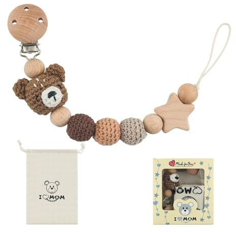 Catena di supporto per bambini alla moda giocattolo dentizione cordino cintura clip in legno design cinghia per succhietto massaggiagengive baby clip