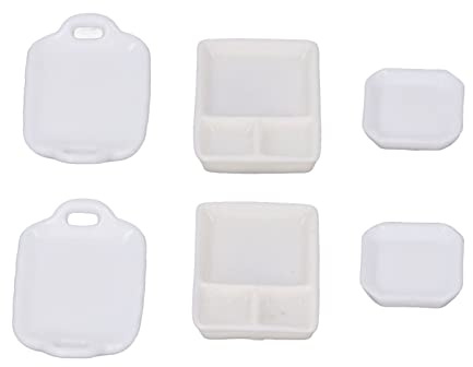 Utensili da cucina per casa delle bambole Set di stoviglie da cucina in miniatura Mini vassoio in resina fai da te Piatto di riso Piatto quadrato per accessori per casa delle