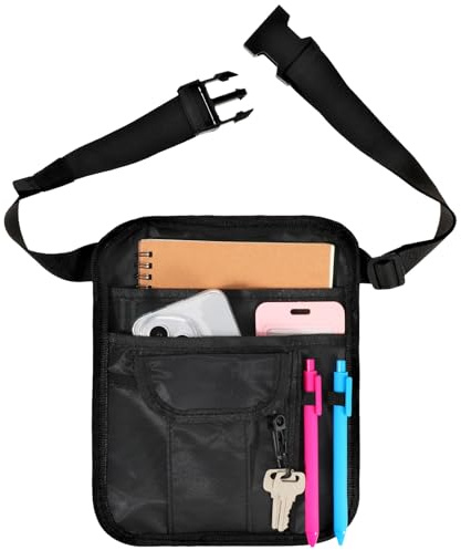 Falzqq Server Apron Restaurant Waiter Waitress Apron with Adjustable Belt and Pockets Server Waist Pouch Tool Bag for Restaurant Hotel Bar Working Serving, Black