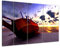Keilrahmenbild Boot am Strand - 180x120 cm quer mehrteilig Keilrahmenbilder Bilder als Leinwanddruck Fotoleinwand Landschaften Küste - Boot im Sonnenuntergang