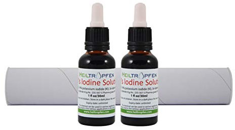2x 30 ml | Lugolsche Jodlösung 7% | Inhaltsstoffe in pharmazeutischer Qualität | 21% Lugols liquid Formulierung | 7 Prozent elementares Jod und 14% Kaliumjodid | Doppelpack | Heiltropfen®