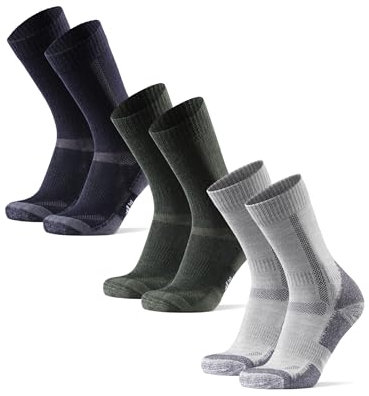 DANISH ENDURANCE Merino Wandersocken, Sommer Trekkingsocken, Unisex, Herren, Damen & Kinder, 3 Paar, Mehrfarbig (Marineblau, Grau, Grün), 39-42