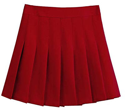 ZHANCHTONG - Minigonna da Tennis Corta a Pieghe, a Vita Alta - Rosso - M