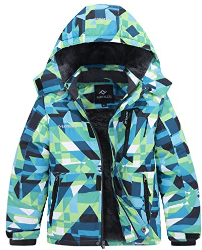 FARVALUE Boys Waterproof Ski Jacket Windproof Winter Coat Warm Snow Coat Outdoor Raincoats Hooded Windbreaker Camouflage 14-16