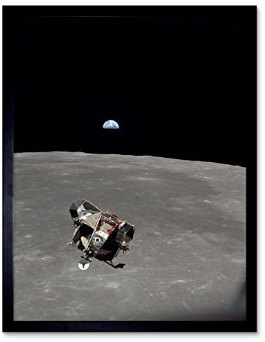 Doppelganger33 LTD NASA Apollo 11 Mission Image View of Moon Limb Lunar Module Ascent Earth Photo Art Print Framed Poster Wall Decor 12x16 inch