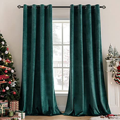 MIULEE Grün Samtvorhang Ösen 2er Set 140X185, Blickdichte Vorhänge Samt für Deko Schlafzimmer Wohnzimmer, Wunderschön Weich Vorhang Verdunkelung Velvet Curtains, Verdunkelnd Samt Gardinen Blickdicht