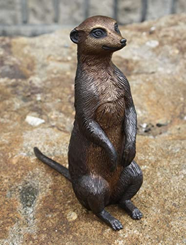 Thermobrass Bronzefigur lebensechtes Erdmännchen Braun