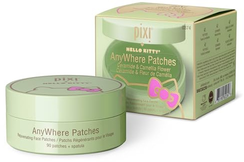 Pixi + Hello Kitty Anywhere Multipurpose Eye Patches | Patches Yeux Hydratants à l’Acide Hyaluronique, Caféine et Rétinol | Rafraîchissent et Revitalisent le Contour des Yeux | 45 Paires