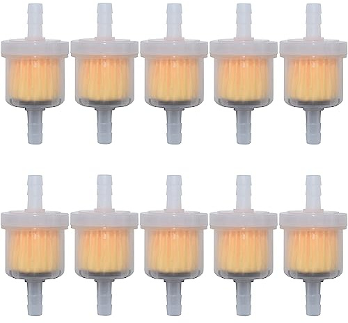 Universal 1/4 Inch Gas Inline Fuel Filters with magnet for Kohler, Kawasaki, John Deere, Birggs, Stratton Small Engine Gasoline Generator Lawn Mower Motorcycle（10pcs）