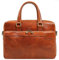 Time Resistance Aktentasche Leder Laptoptasche mit Schultergurt - Handgefertigt in Italien - Arbeitstasche - Businesstasche - Umhängetasche - Cognac Braun