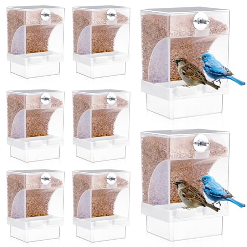 GlikCeil 8 Pcs No Mess Bird Feeder Automatic Bird Feeder for Cage Bulk Parrot Seed Food Container Cage Accessories for Small Medium Parakeet Canary Cockatoo Cockatiel Finch