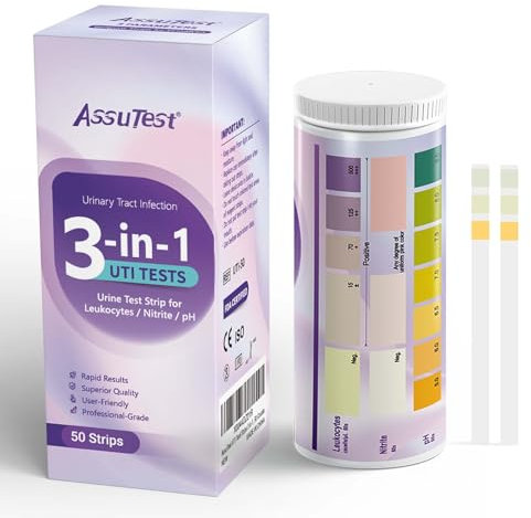 UTI Test Strips - 3-in-1 Advanced Urinary Tract Infection Home Testing for Women Men Kid Detection with Accurate Leukocytes, Nitrite, and PH Readings, Simple at-Home Urine Test Strips, 50ct