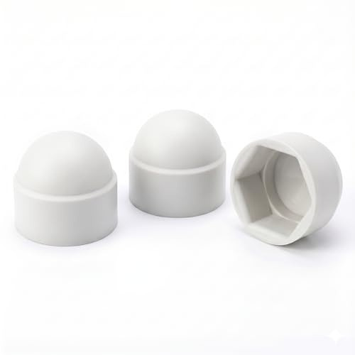 Capuchons de Protection pour Vis M12 - pour Clé de 19 mm - Blancs en Plastique - 50 Pièces - Cache-écrous Hexagonaux