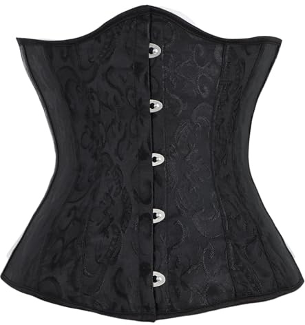 OPLERT Women's Underbust Satin Lace Up Corset, Underbust Waist Cincher, Top Shaper, Bustier, Black,XL