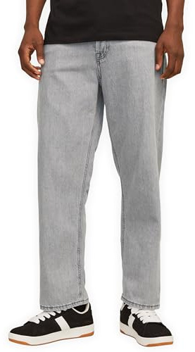 JACK & JONES Jeans da uomo Loose Fit – 100% cotone a vita alta, design a 5 tasche, button-fly, look stonewash – comodi jeans per il tempo libero e l'uso quotidiano, Grigio denim., 31W x 30L