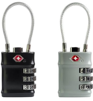 UP Security Kofferschlösser, TSA-genehmigt, kleines Kombinationskabel-Vorhängeschloss, TSA-Schlösser für Gepäck, Kombi-Vorhängeschlösser mit Code für Rucksack-Reißverschluss, Turnhalle, Munitionsdose