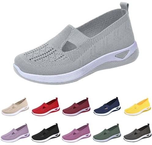 Orthopädische Schuhe Damen, Slip-On Gesundheitsschuhe Atmungsaktives Krankenschwester Sportschuhe Bequem Walkingschuhe Sommerschuhe Memory Schaum Sandalen Weite H Turnschuhe Leicht Sneaker