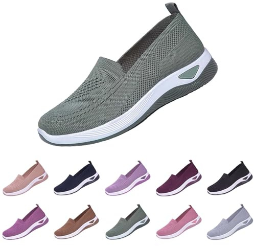 Mystery+Boxes+for+Sale+unclaimed Slip On Trainers Women Wide Fit Ladies Breathable Mesh Walking Running Shoes Comfortable Arch Support Soft Sole Athletic Lightning.Deals+of The Day Green 5.5