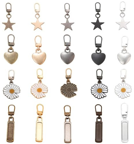 Reisverschluss-Zipper Ersatz, 20 Stück Metall Reißverschluss Zipper, 5 Farben Reissverschluss Reparatur Set, Abnehmbarer Reißverschluss für Jacken Koffer Rucksack