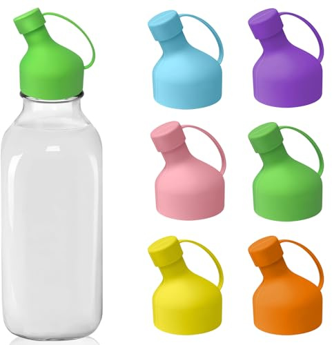 Silicone Milk Bottle Caps, 48mm Diameter Pour Spout Lids, 6 Pack Replacement Dispenser Lids for Stanpac & Libbey & Stock Your Home & The Dairy Shoppe, BPA Free, Reusable, Leak Proof, Odorless