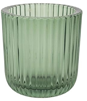 Cosy Home Set of 6 Ribs Crystal Candlesticks, Green, 9 x 9 x 9 cm
