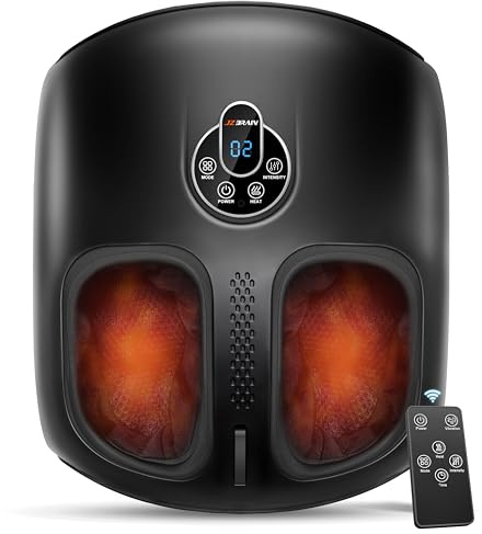 JZBRAIN Shiatsu Foot Massager Machine with Heat : Deep Kneading Foot Massager with Vibration & Compression for Plantar Fasciitis & Neuropathy - for Women & Men,Relax for Home Office Use (Black)
