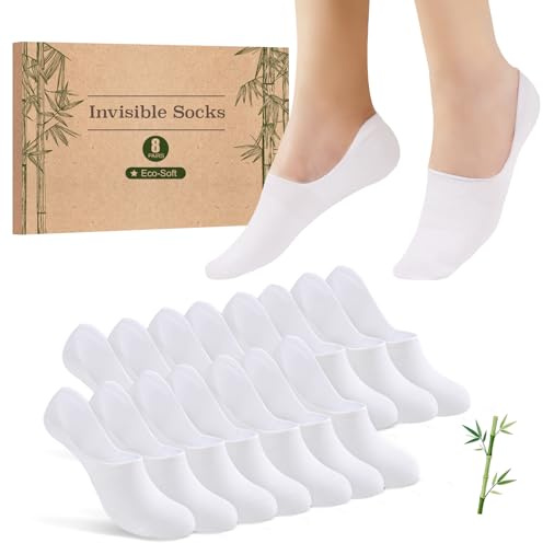 SukModen Calzini Invisibili Donna Bambù Con Banda In Silicone Antiscivolo, Calzini Traspiranti Per Sneakers E Scarpe Basse,8 Paia