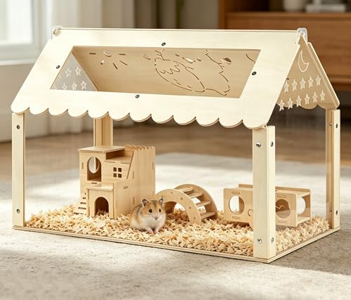 Jaula para hámster, jaula grande de metal apilable con acceso superior, fácil de montar, jaula de hámster sirio con ventana acrílica y parte superior que se puede abrir, 60 x 40 x 40 cm, tanque de
