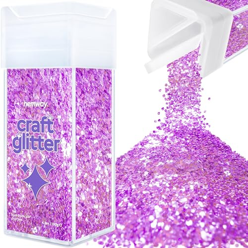Hemway Craft Glitter Shaker Lavender Purple 130g Extra Chunky | for Resin & Epoxy Crafts, Christmas Art Supplies, Nail, Body, Face, Eye, Festival, Crafting, Slime, Sparkle