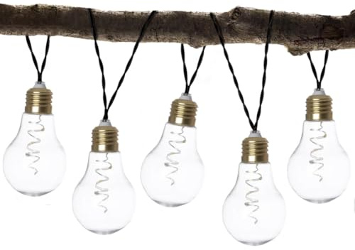 Star Trading Solar Lichterkette Außen 10 LED-Glühbirnen – Wetterfeste Solarbeleuchtung IP44 mit Dämmerungssensor & 2 Modi für Garten Terrasse Balkon Innenbereich