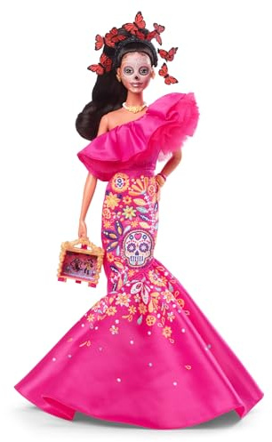 Barbie Poupée Signature Día De Muertos 2023 sous Emballage Deluxe avec Robe Rose À Volants Et Petite Offrande, À Collectionner, Jouet Enfant, Ados, A Partir De 6 Ans, HJX14