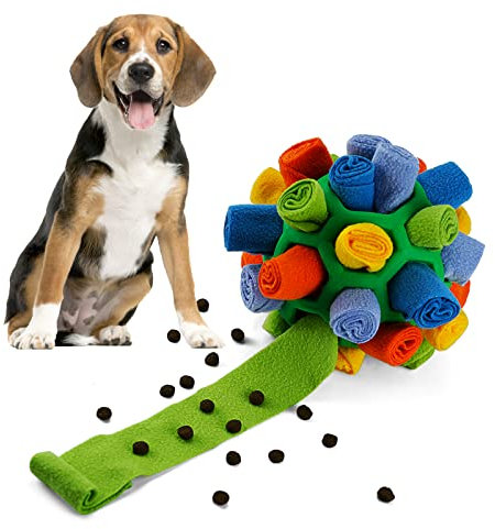 Larimuer Schnüffelball für Hunde, Schnüffelteppich Schnüffelspielzeug Interaktive Hundespielzeug tragbarer Haustier Snuffle Ball Toy für Kleine Mittelgroße Hunde Haustier (Grün und Regenbogen)