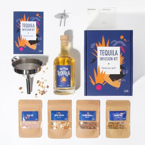 DIY Tequila Infusionsset von Craftly | Geschenkset | Tolles Geschenk für ihn, sie, Partner, Jahrestag, Geburtstag | Für Männer und Frauen l Gewürze & Flaschen