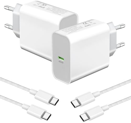 45W Chargeur Rapide,2-Pack Chargeur Prise avec Cable pour Samsung Galaxy S24 Ultra/S25 Plus/S23 Ultra/S22/S21 S20 FE,Note 10/20 Ultra,A56 A54 A55 5G/A36 A25 5G A26 A54 A53 A35 A25 Z Fold USB C Secteur