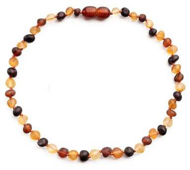 Baltic Proud Amber Necklace for Women and Men (Authentic, Certified) - 18 inches, Multi Raw (Unpolished) - Unisex Amber Jewelry for Adults - Bead Necklace