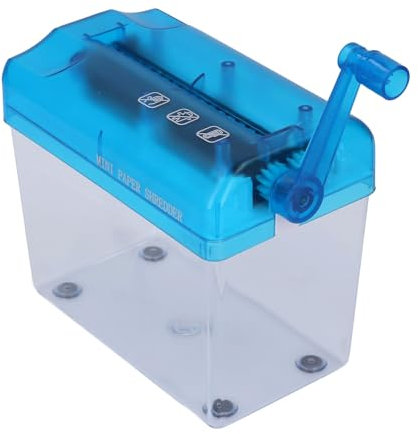 Mini Distruggidocumenti Manuale Portatile con Larghezza di Ingresso di 123 Mm con Scatola di Plastica 1 Litro per Uso Domestico, Scolastico