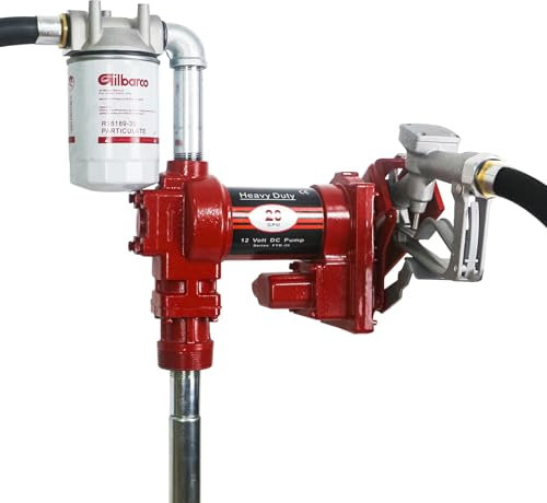 PRUNkuar 12V Fuel Transfer Pump w/Manual Nozzle, 20 GPM High Flow DC Diesel Transfer Pump, Gas Heavy Duty Transfer Pump with Filter for Gasoline, Diesel, Kerosene, Biodiesel and More