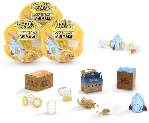 MGA's Miniverse Make It Mini Animals Series 2 (3 Pack) Mini Collectibles, Blind Pack, DIY, Crafts, Resin, Replica Animals, Collectors, Gifts, 8+