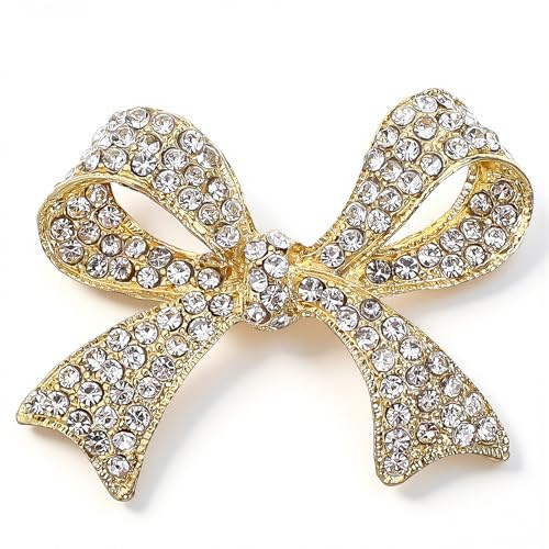 Mabor Rhinestone Bow Brooch Pin for Women