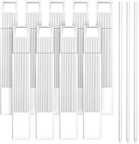 54 Pcs Mine Crayon Chantier, 2,8 mm Recharges de Mine de Crayon de Chantier, Recharges interchangeables pour crayons à graphite, construction et de travail du bois (blanc)