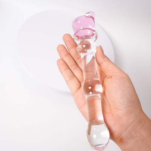 201mmØ17-28mm Dildo Plug Anal Double Tête en Verre Cristal Clair SM | YILUQIFLY Vaginal Butt Stimulateur de Points G P Anaux Jouet Sexuel,Sextoy Unisexe pour Jeu de Couple Auto-Masturbation