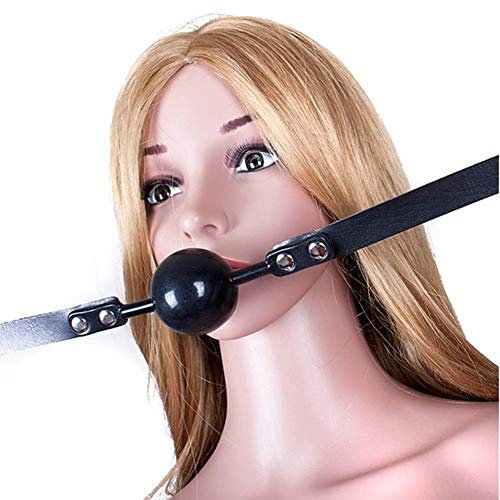 SXOVO Mundknebel mit Messingschloss Leder Band Mouth Gag Ball Bondage Fetisch Sex Toy (Schwarz)