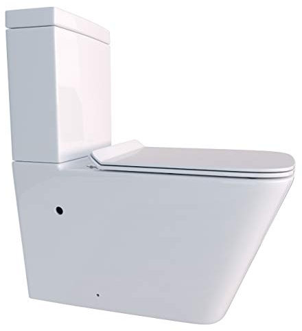 KERABAD Stand WC mit Spülkasten komplett Set, Spülrandlos, Abgang senkrecht und waagerecht, WC-Sitz aus Duroplast mit Absenkautomatik SoftClose-Funktion KB6003-U aus Keramik