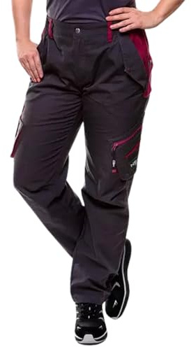 NEO TOOLS Damen-Arbeitshose, Gr. S-XXL | 65% Baumwolle, 35% Polyester, 245 g/m2, Mehrzwecktaschen, Tasche mit Klettverschluss; Gummiband seitlich, ausprofilierter Kniebereich